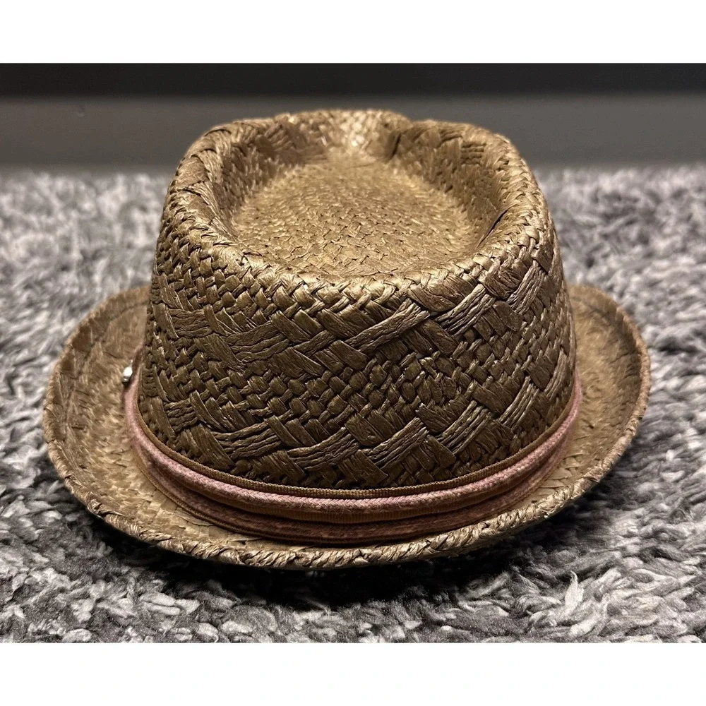 Tommy Bahama Fedora Hat Small Medium Brown Toyo Straw Woven Sun Beach Resort